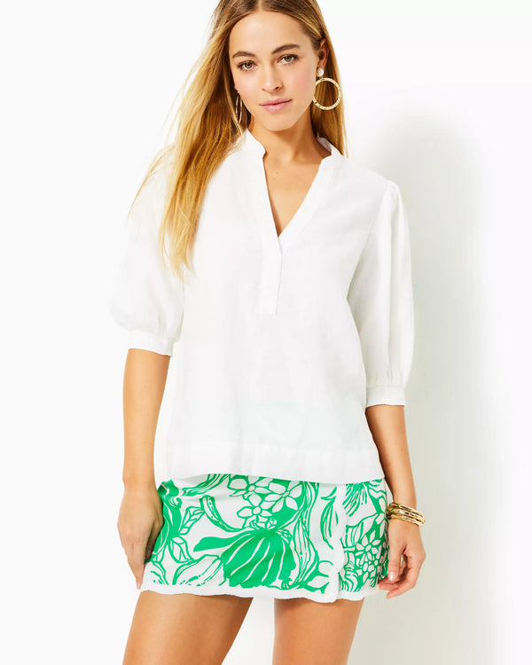 Lilly Pulitzer Maleigh Linen Top Resort White