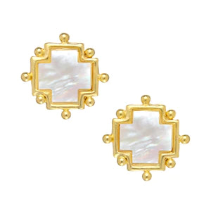 Susan Shaw Gold/Mother of Pearl Cross Earring