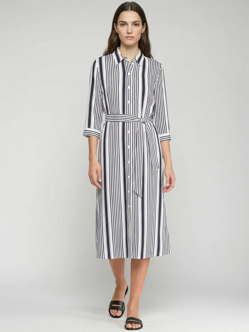 black and white striped shirt dress Vilagallo Dolce Far Niente 46 / Black/White NA-12.10.24AM Color:mustard yellow its the kind of RYRJJ Women Business Casual