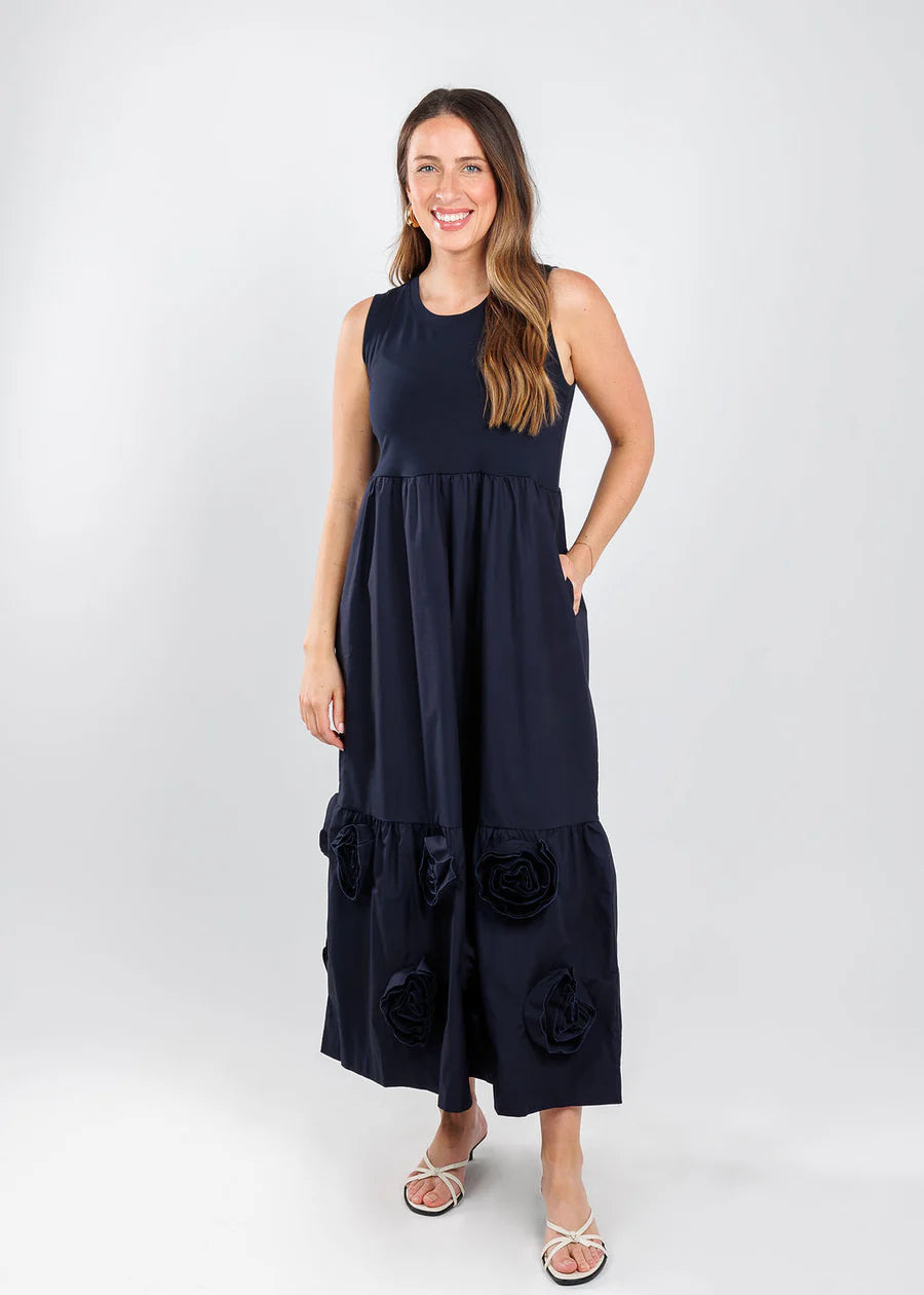 current elliott ana maxi dress Elliott Lauren Coming Up Roses Women's Dress Navy : XS, Cotton