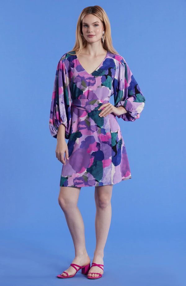 Tyler Boe Val Silk Watercolor Dress Multi