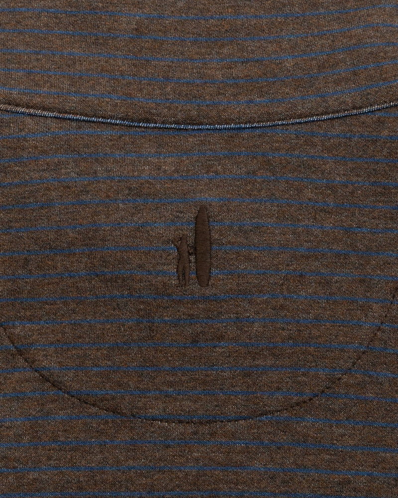 Johnnie-O Skiles Striped 1/4 Zip Pullover in Bison