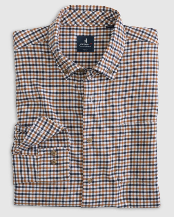 Johnnie-O Sycamore Tucked Button Up Shirt in Brick