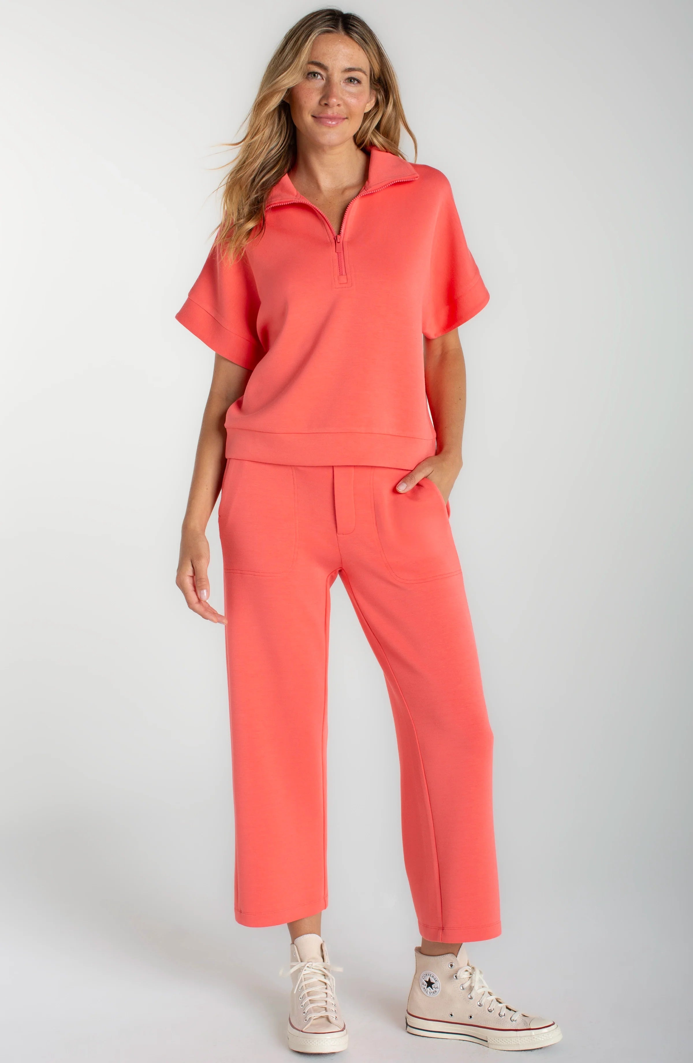 Liverpool Cloud 9 Half Zip Popover Top Sunset Coral – Dan's