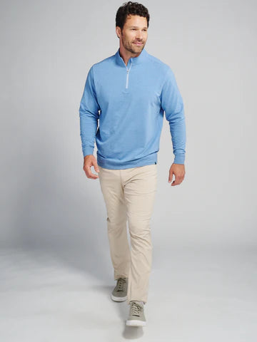 Tasc Cloud French Terry Quarter Zip in Chambray Heather