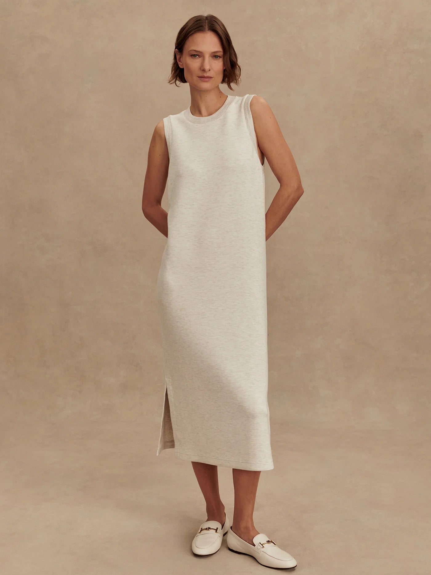 Varley Beatrice Midi Dress Women's Dress Ivory Marl : LG Varley Beatrice Midi Dress Women's Dress Ivory Marl : LG