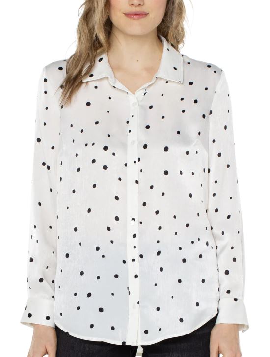 Dolman Button Front Woven Blouse w/Shirring (Liverpool) main image 1
