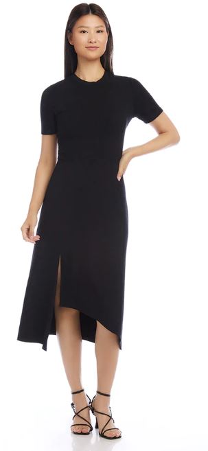 Karen Kane Women's Asymmetric Front Slit Dress - Black