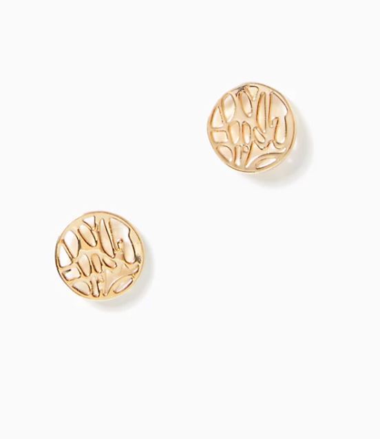 Lilly Pulitzer Logo Earring Gold Metallic Dan s Southern Prep