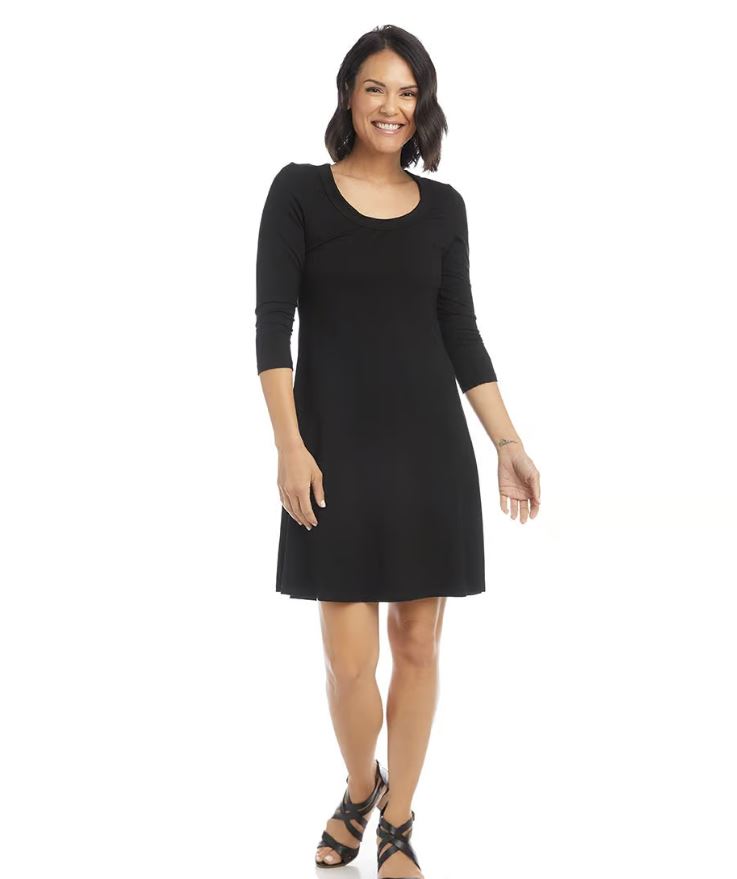 Karen Kane 3/4 Sleeve A-Line Dress Black Karen Kane 3/4 Sleeve A-Line Dress Black