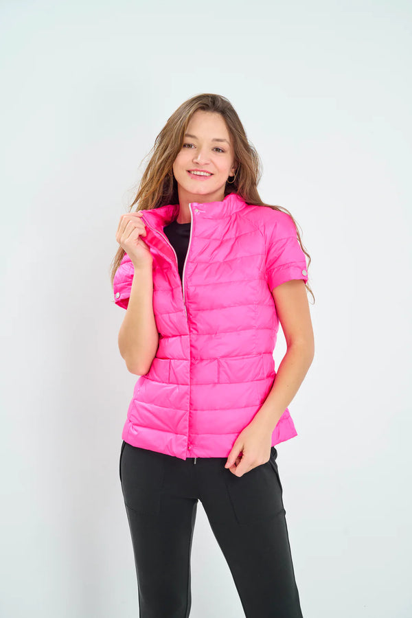 Anorak Tahoe Quilted Short Sleeve Jacket Bright Pink
