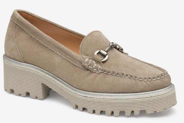 Johnston & Murphy Emmalynn Bit Loafer Taupe Suede – Dan display picture 1