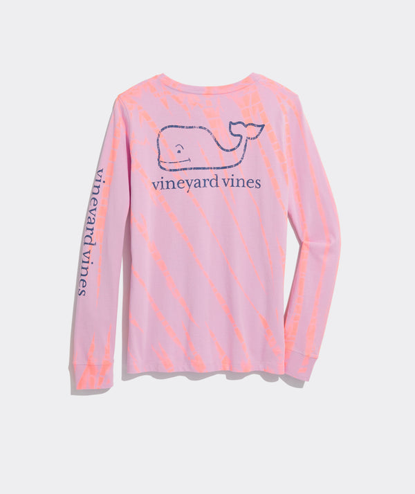 Vineyard Vines Long Sleeve Graphic Pocket Tee Ocean Tie Dye Vintage Whale Pink Lavender