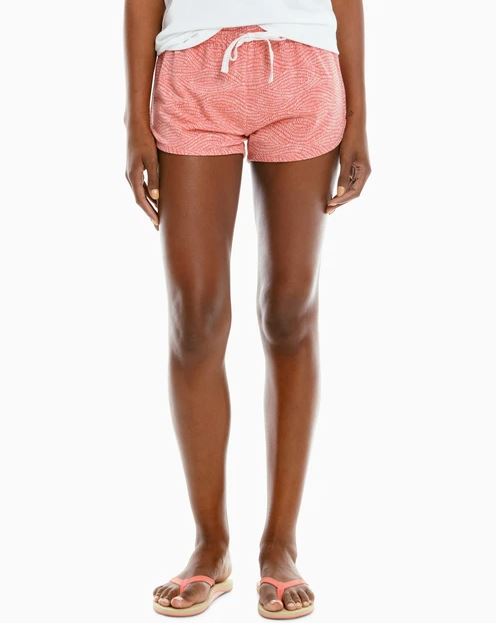Southern Tide W Wave Print Lounge Short Faded Brick