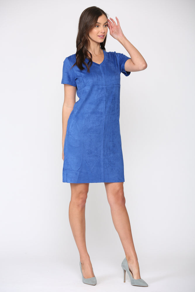 JOH Audrey Suede V-Neck Dress No Pockets Cobalt  Dan's Southern Prep
