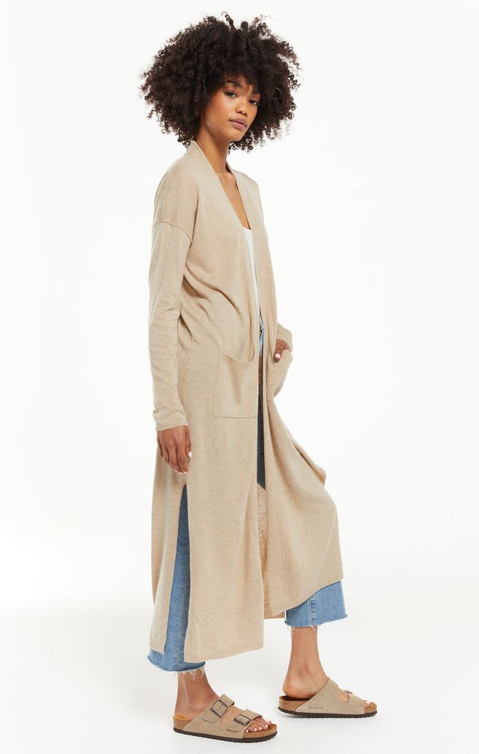 Oatmeal long cardigan hot sale
