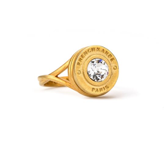 French Kande Euro Crystal Annecy Swirl Ring Gold - 7
