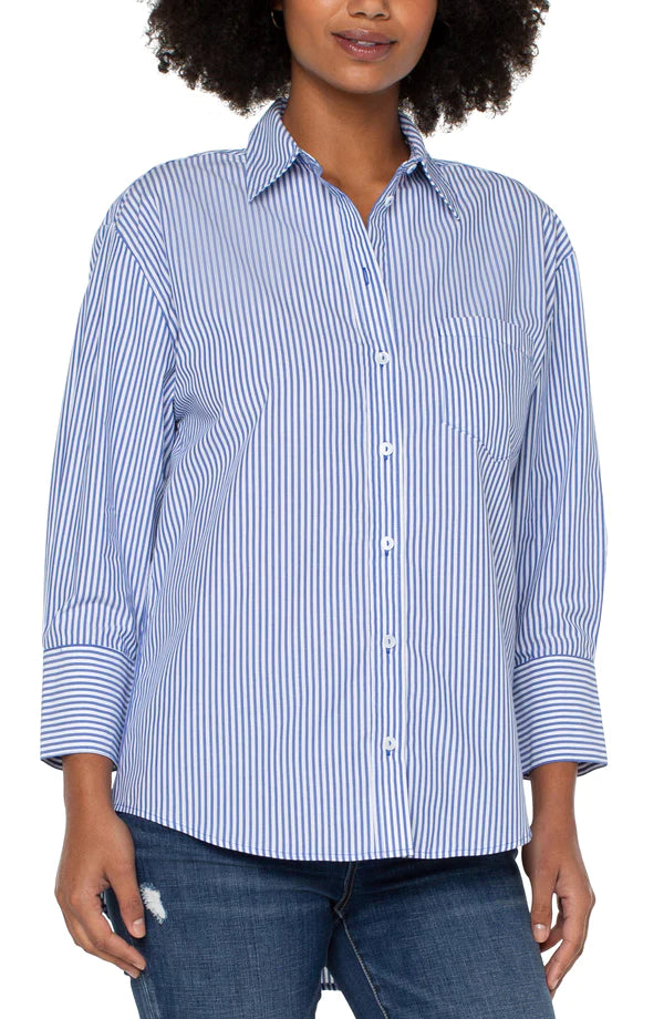 Liverpool Oversized Classic Button Down Blue Stripe – Dan