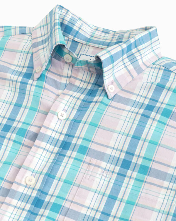 Southern Tide Sky Valley Plaid Coastal Passage Sport Shirt in Orchid Petal