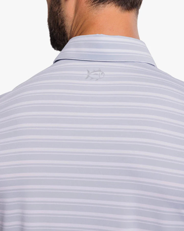Southern Tide Driver Alton Stripe Performance Polo Shirt in Slate Grey