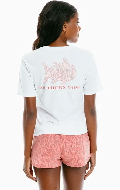 Southern Tide Waves Printed Skipjack Fill T-Shirt Classic White