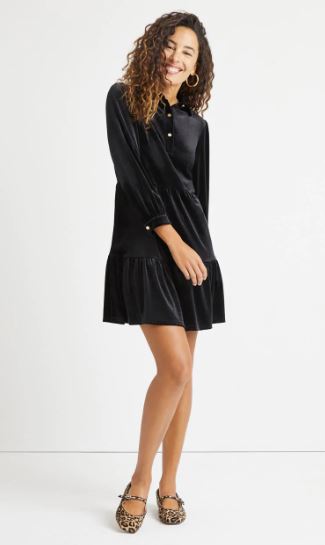 Jude Connally Henley Dress Black Velvet S / Black Velvet