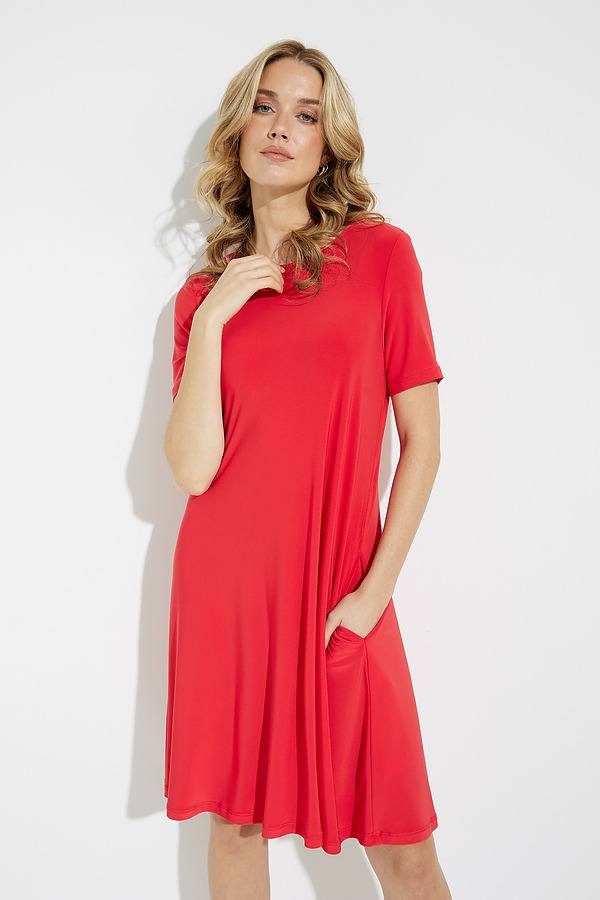 red joseph ribkoff dress Joseph Ribkoff Black/Red Abstract Print Wrap Dress Style 254088 Black/Red / 2