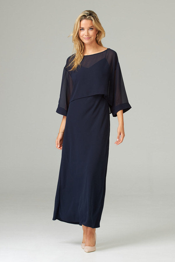 joseph ribkoff navy blue dress Joseph Ribkoff Black Three-Quarter Sleeve Wrap Dress Style 233305 Black / 16 main image 1