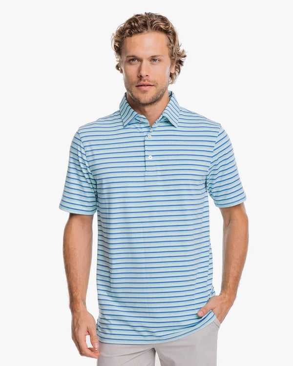 Southern Tide Ryder Heather Kendrick Performance Polo Shirt in Heather Baltic Teal