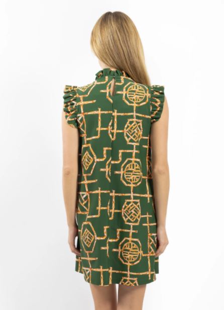 Jude Connally Shari Dress Bamboo Lattice Jungle Green