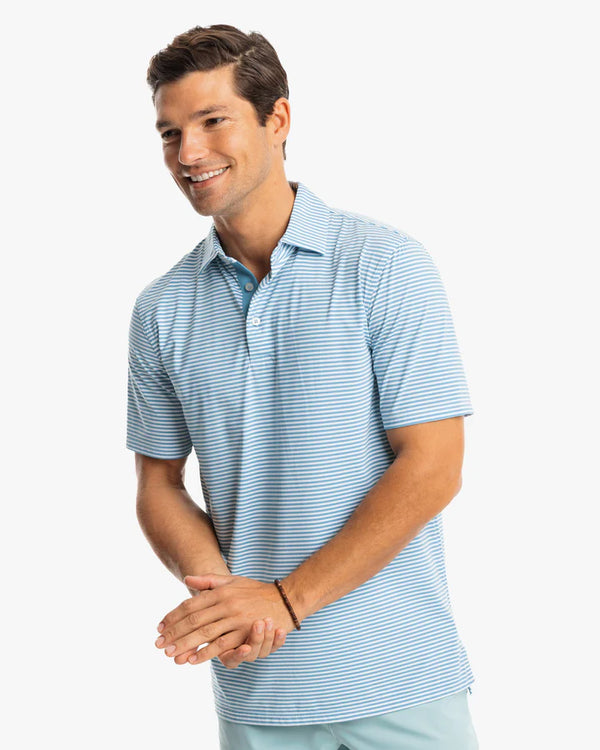 Southern Tide brrr°®-eeze Shores Striped Performance Polo Shirt Classic White