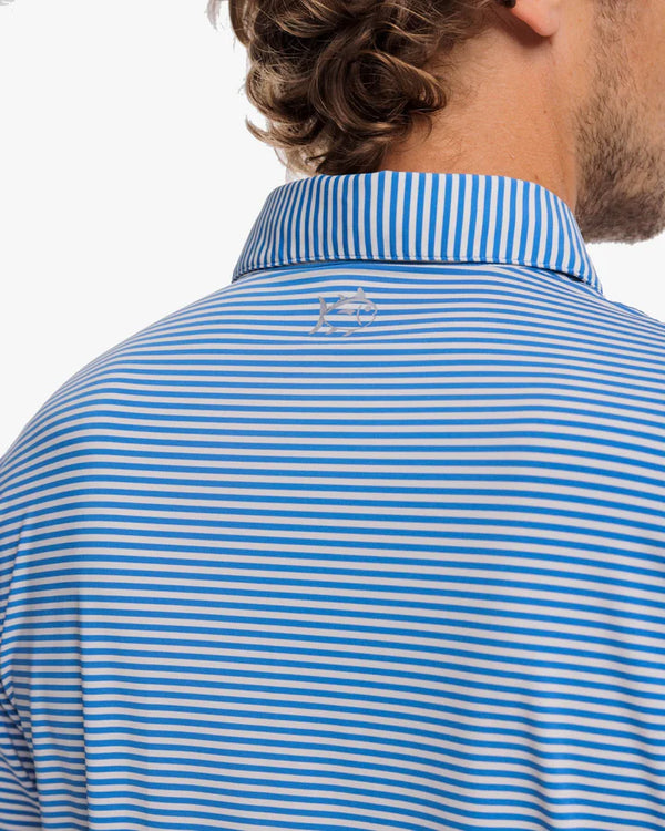 Southern Tide brrr°®-eeze Shores Striped Performance Polo Shirt in Cloud White