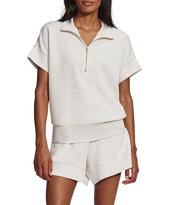 Varley Ritchie Short Sleeve Sweatshirt Ivory Marl
