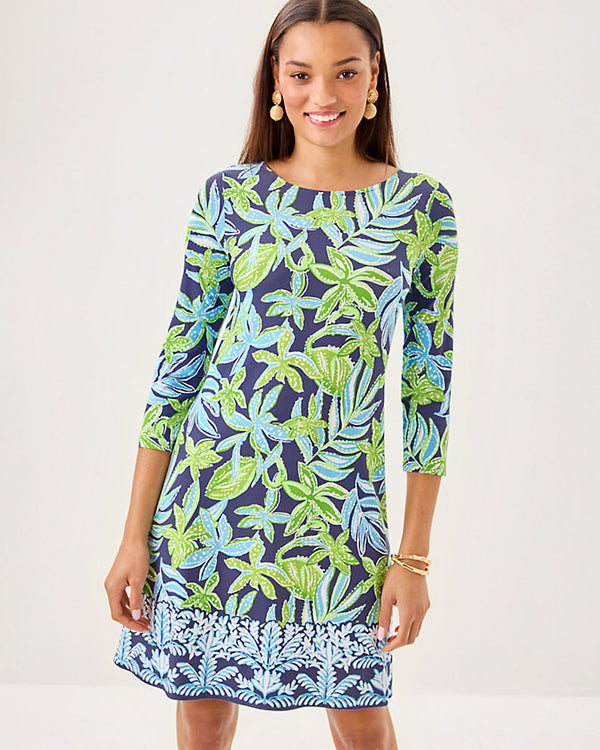 Lilly Pulitzer Ophelia 3/4 Sleeve Dress Sapphire Pool Tropical Tango Eng