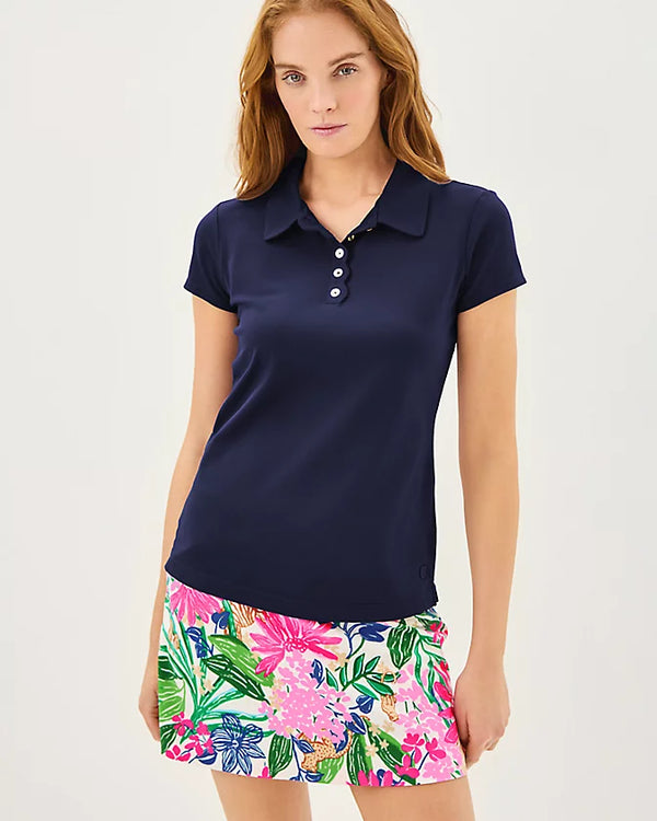 Lilly Pulitzer UPF 50+ Frida Scalloped Polo Top True Navy