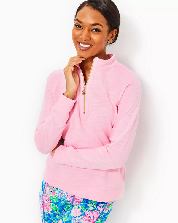 Lilly Pulitzer Luxletic Ashlee Half-Zip Pullover Conch Shell Pink