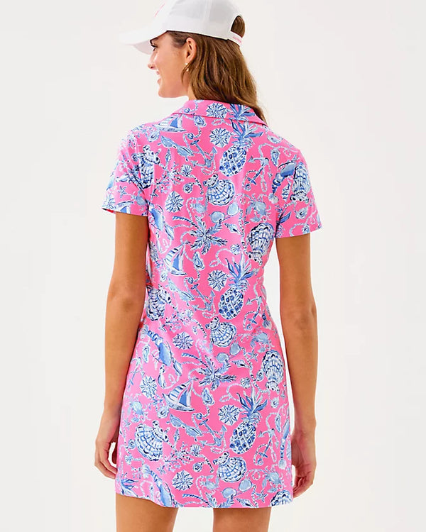 Lilly Pulitzer UPF 50+ Dune Dress Rousseau Pink Barefoot Beachcombers