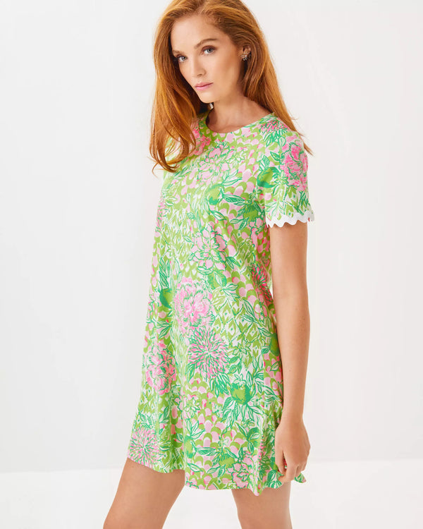 Lilly Pulitzer Cody Short Sleeve Dress Fauna Green Lime Feeling Good