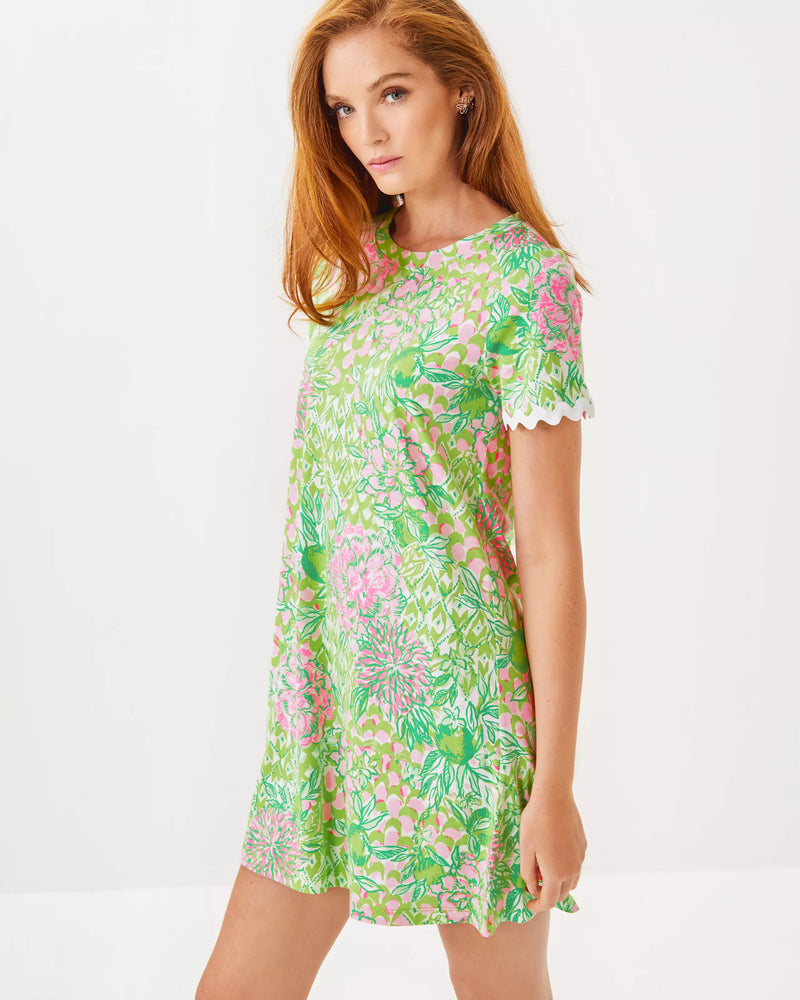 Lilly Pulitzer Cody Short Sleeve Dress Fauna Green Lime Feeling Good