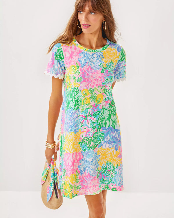 Lilly Pulitzer Cody Short Sleeve Dress Multi Bright Delight Patch