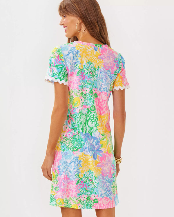 Lilly Pulitzer Cody Short Sleeve Dress Multi Bright Delight Patch