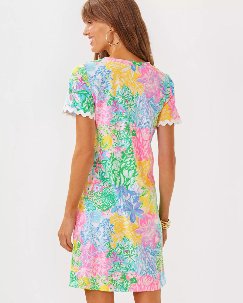 Lilly Pulitzer Cody Short Sleeve Dress Multi Bright Delight Patch