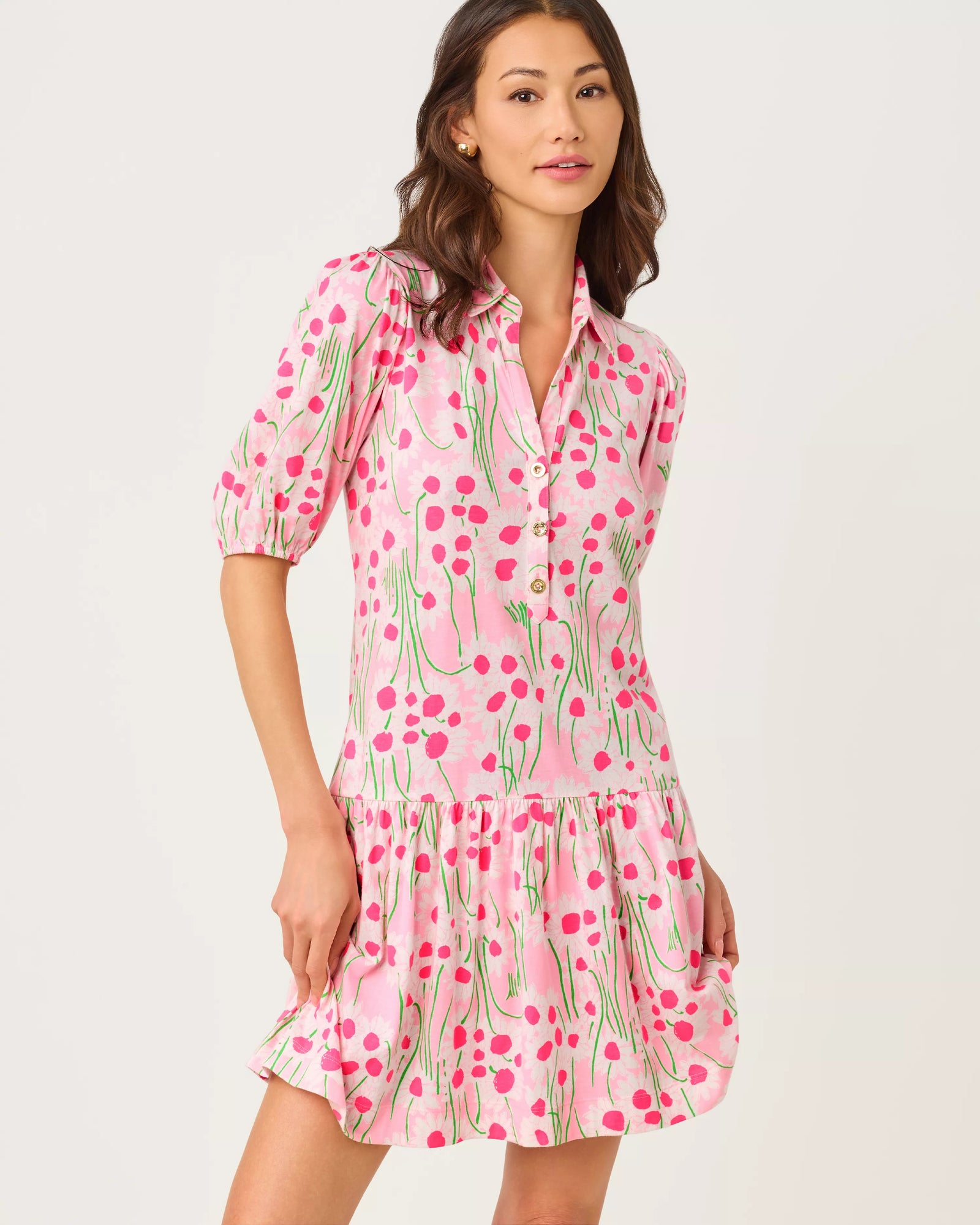 Lilly Pulitzer Bingley Shirt Dress - Conch Shell Pink Sunny Daisies Lilly Pulitzer Bingley Shirt Dress - Conch Shell Pink Sunny Daisies