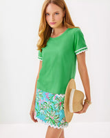 Lilly Pulitzer Clairmont Trimmed Knit Top Fauna Green