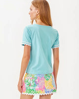 Lilly Pulitzer Clairmont Trimmed Knit Top Fresh Water Blue