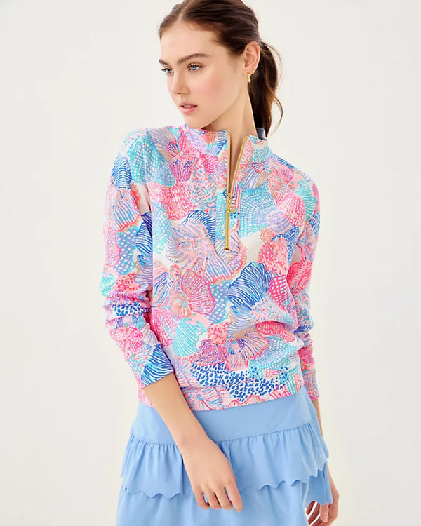 Lilly Pulitzer Luxletic Ashlee Half-Zip Pullover Multi Roar of the Seas  *