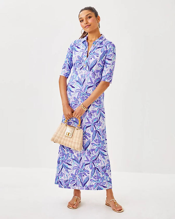 Lilly Pulitzer Berkely Maxi Dress Tropicalia Purple Elephant In The Bloom