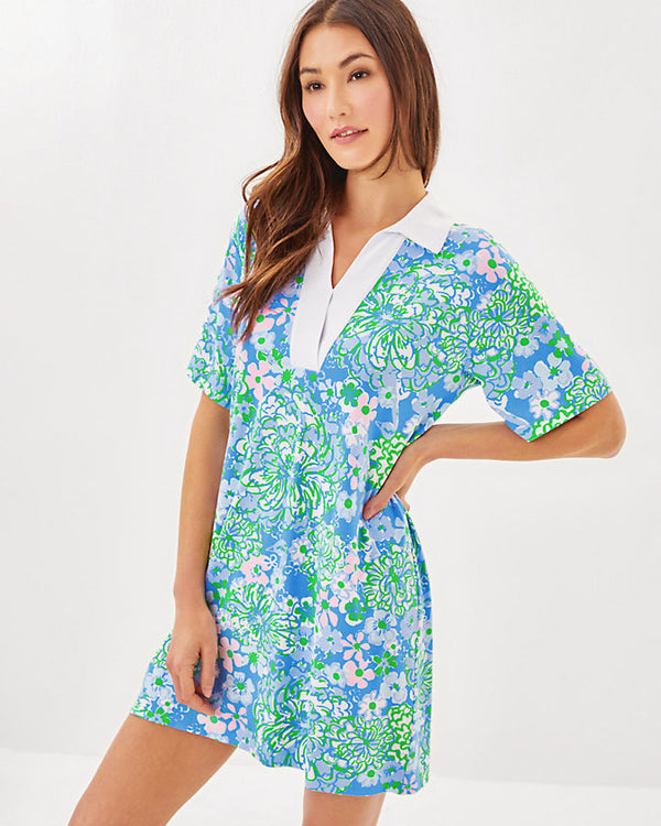Lilly Pulitzer UPF 50+ Alden Dress Sunwashed Blue Plumes in Bloom