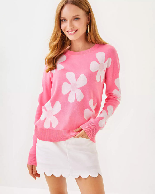 Lilly Pulitzer Tensley Sweater Rousseau Pink In Bloom Flower Jacquard