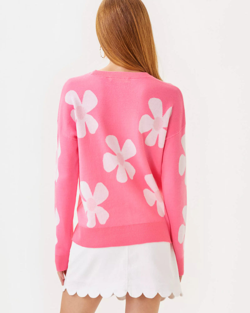 Lilly Pulitzer Tensley Sweater Rousseau Pink In Bloom Flower Jacquard